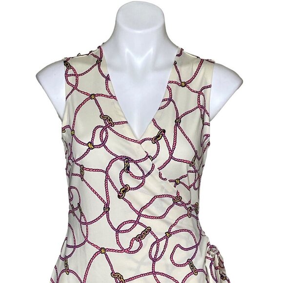 JB by Julie Brown Nautical Rope Print Wrap Dress, Sleeveless Women's Size L - Picture 2 of 10